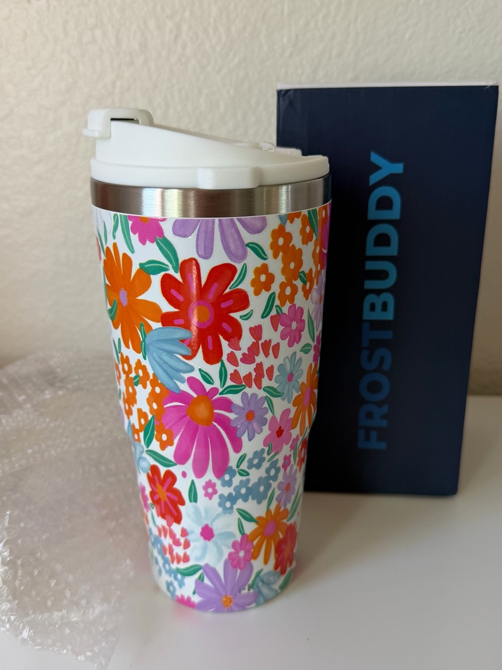 FrostBuddy Floral Insulated Tumbler - White Multi Floral new